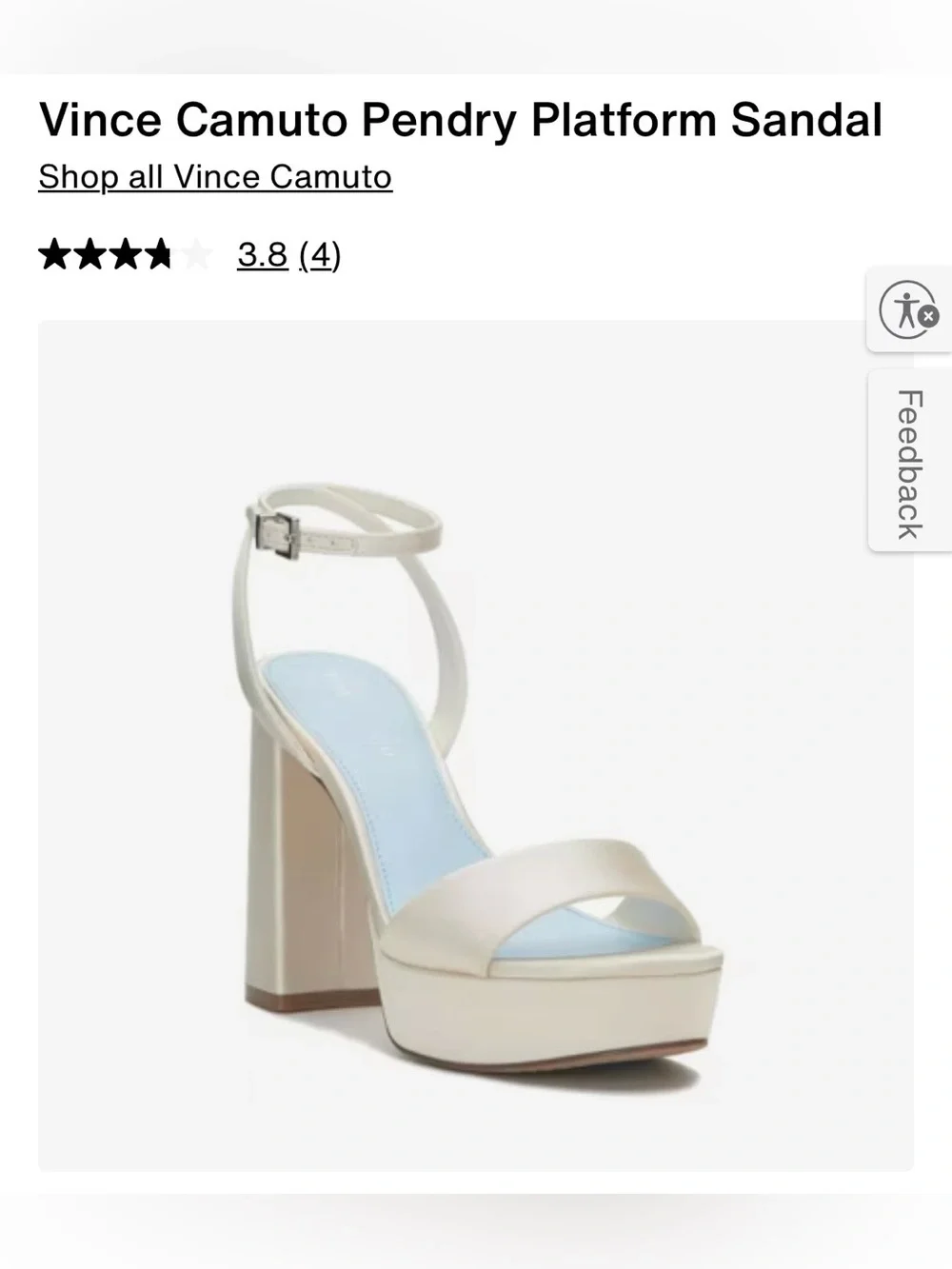 Vince Camuto Ivory Platform Heel- Size 8.5 NWT